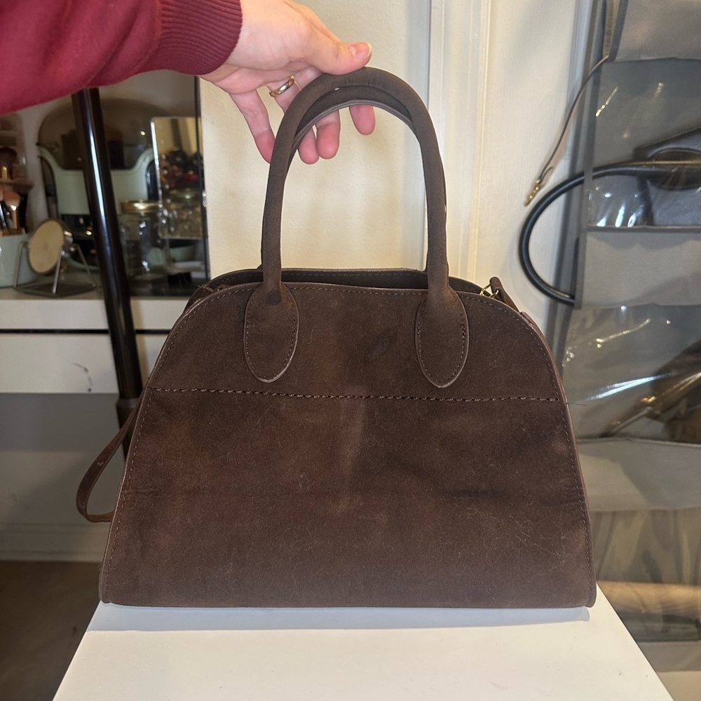 Like New Elegant Brown Suede Handbag